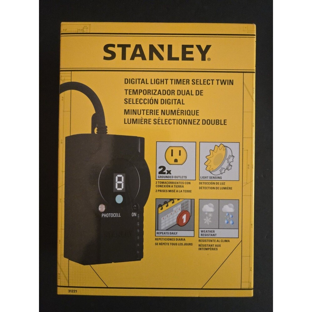 Stanley 31221 Digital Light Timer Select Twin Electric Digital Outdoor Timer New